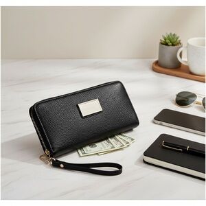 Black Wallet with Gold Accent Without Brand Name